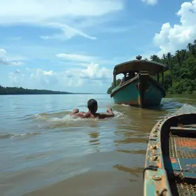 Mulher resgatada no Rio Amazonas